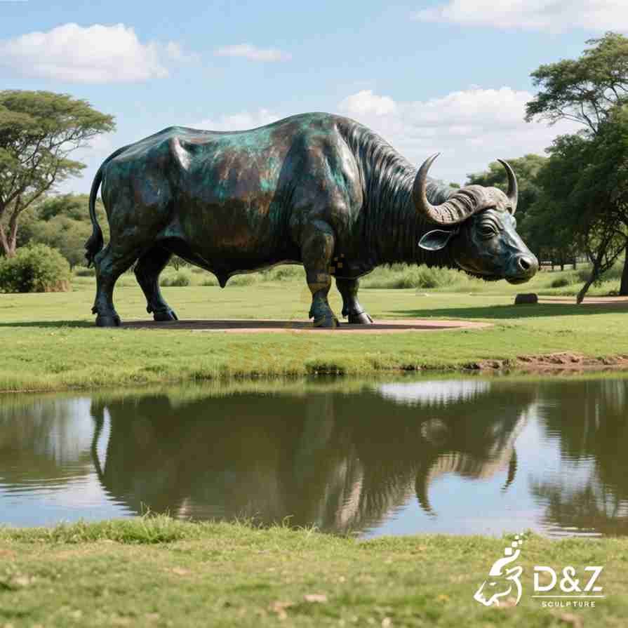 Large Outdoor Bronze Buffalo Statue 6