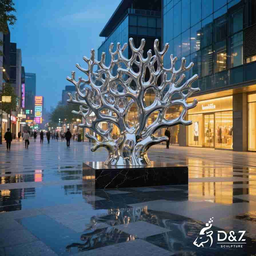 Large Metal Coral Sculpture on Stand 2