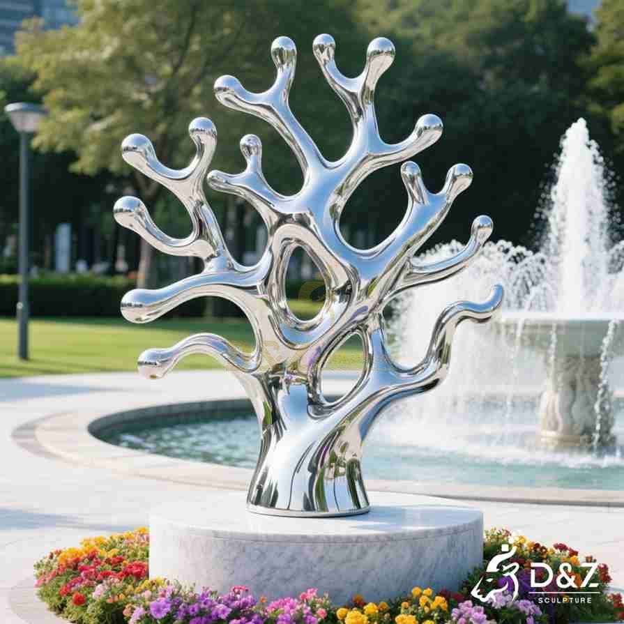 Large Metal Coral Sculpture on Stand 4