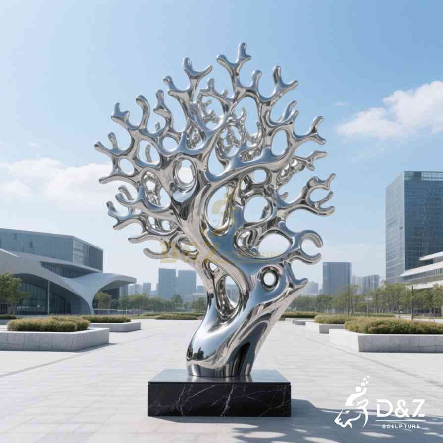 Large Metal Coral Sculpture on Stand 6