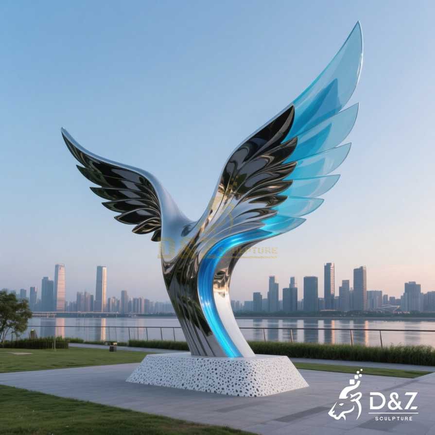 Outdoor Metal Wings Sculpture 3