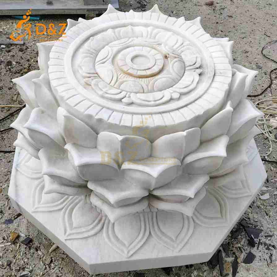 White Marble Lotus Base Sculpture | Art Decor DZ-836