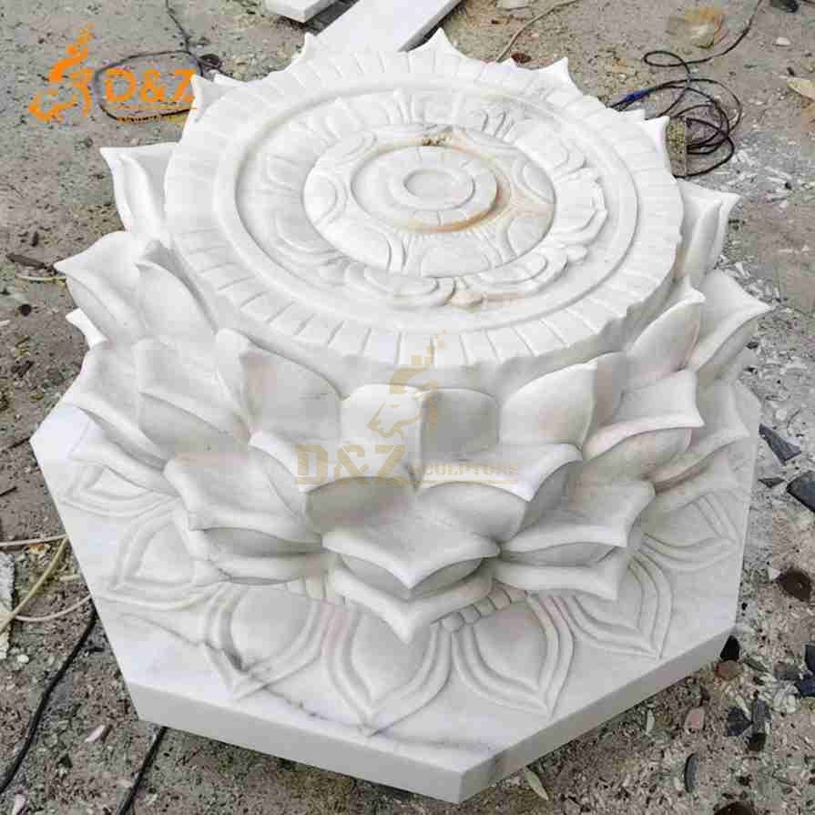 White Lotus Base Marble Sculpture 2