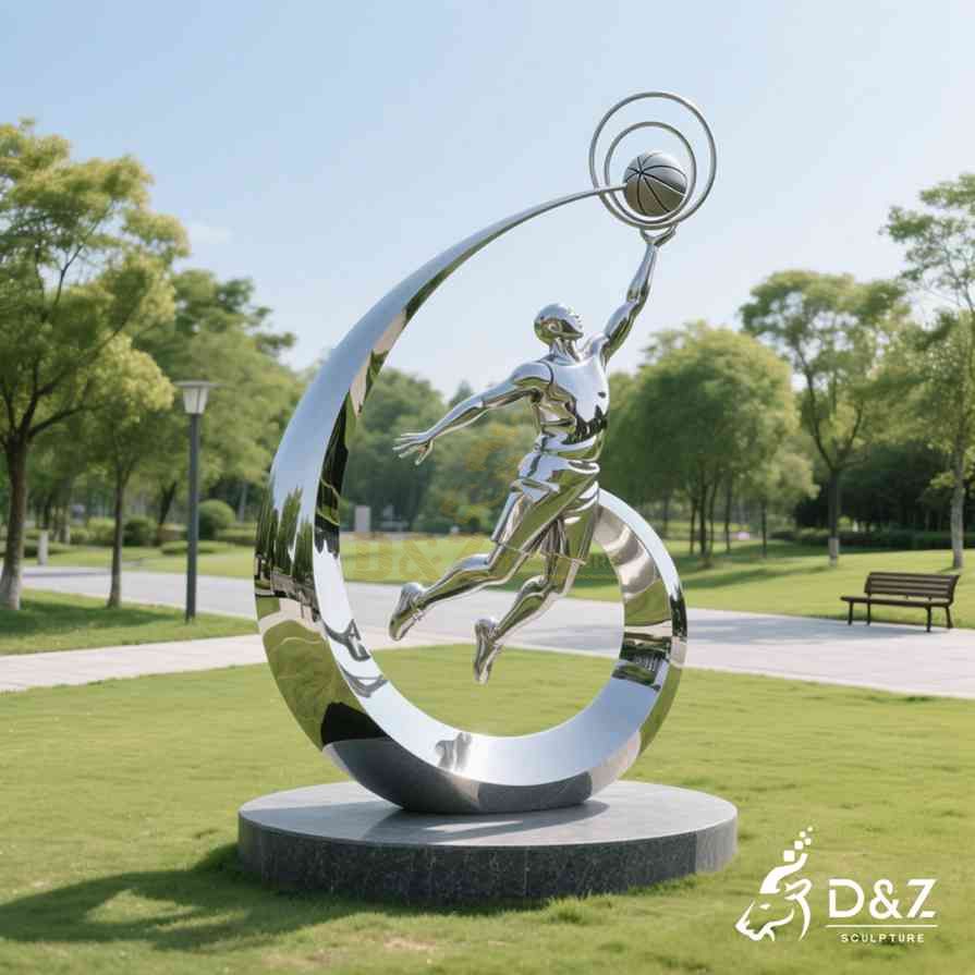 Abstract Metal Basketball Sculpture 1