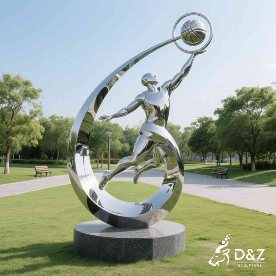 Abstract Metal Basketball Sculpture 2