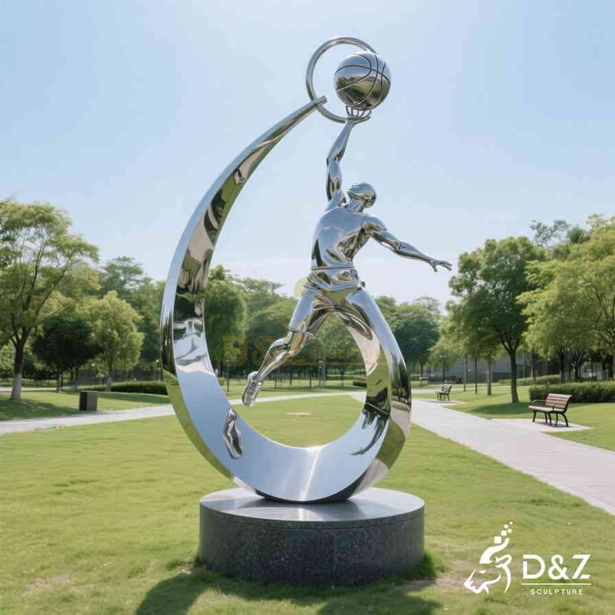 Abstract Metal Basketball Sculpture 3