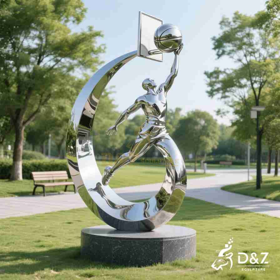 Abstract Metal Basketball Sculpture 4