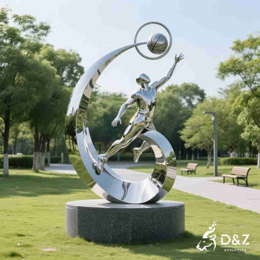 Abstract Metal Basketball Sculpture 6