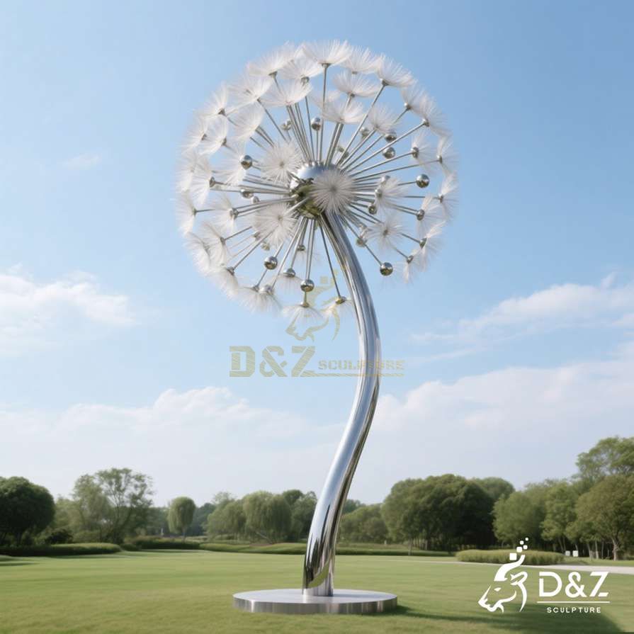 New Outdoor Metal Stainless Steel Dandelion Garden Sculpture 3