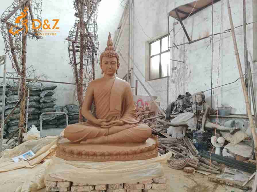 Large Seated Brass Buddha Statue 5