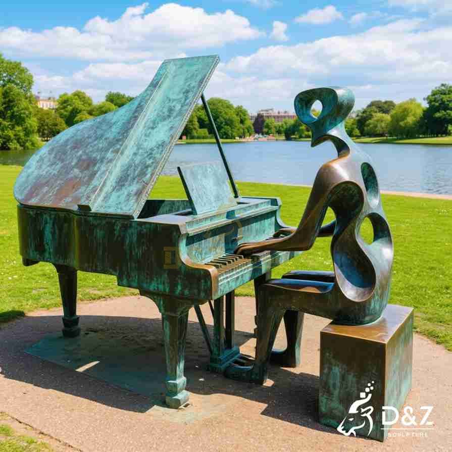 Large Bronze Piano Player Sculpture 1