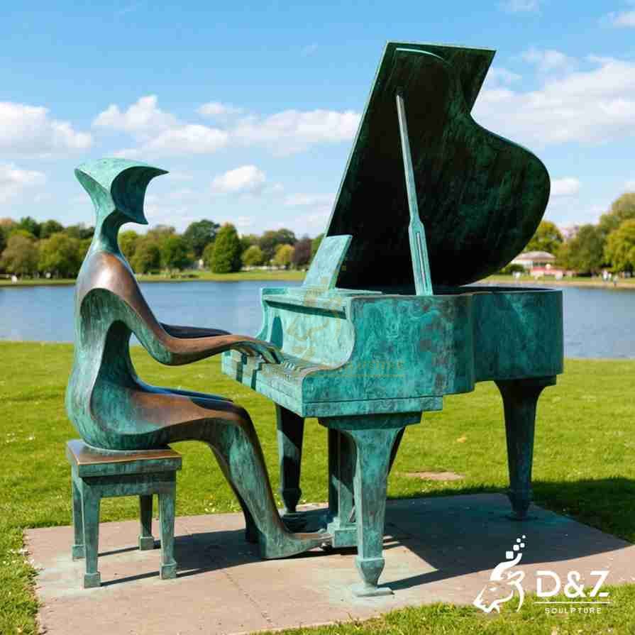 Large Bronze Piano Player Sculpture 5