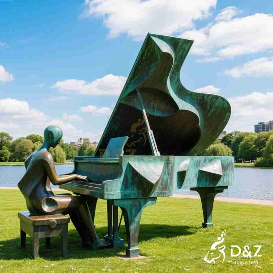 Large Bronze Piano Player Sculpture 6