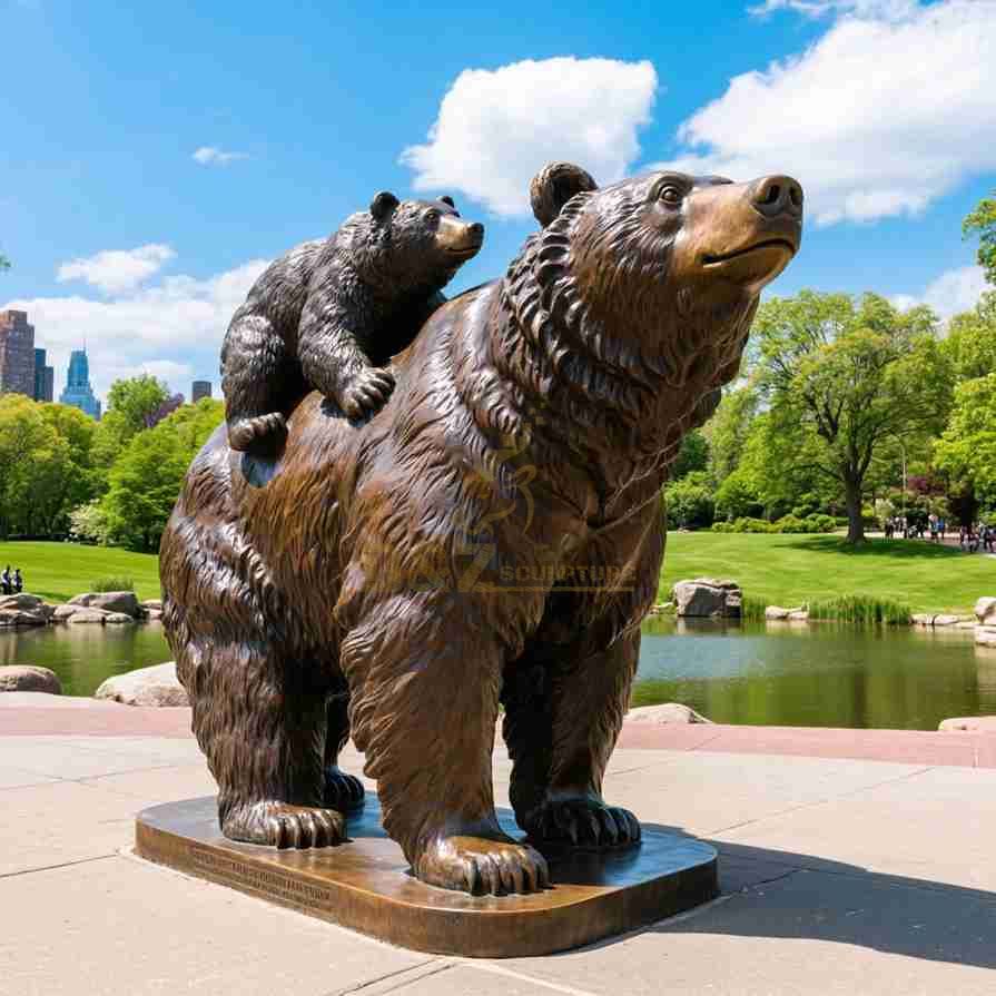 Large Bronze Kodiak Brown Bear Statue 2
