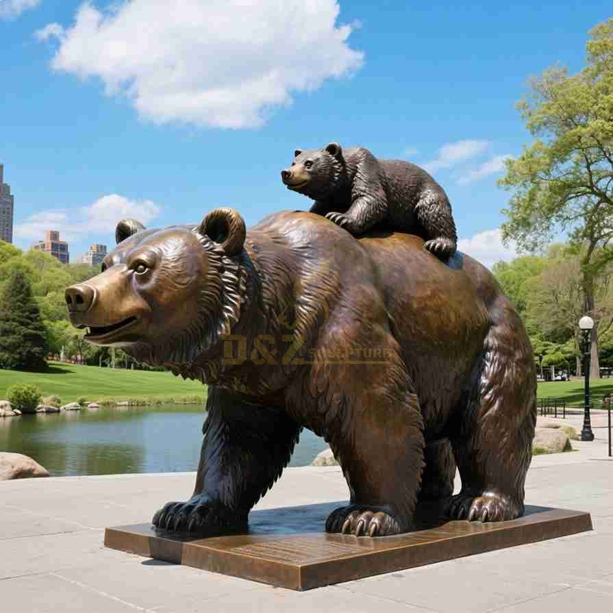 Large Bronze Kodiak Brown Bear Statue 4