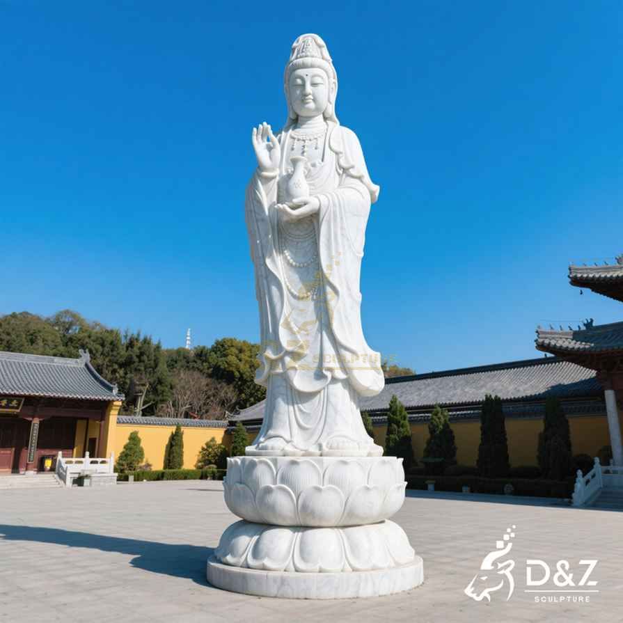 Large White Marble Guanyin Buddha Statue 5