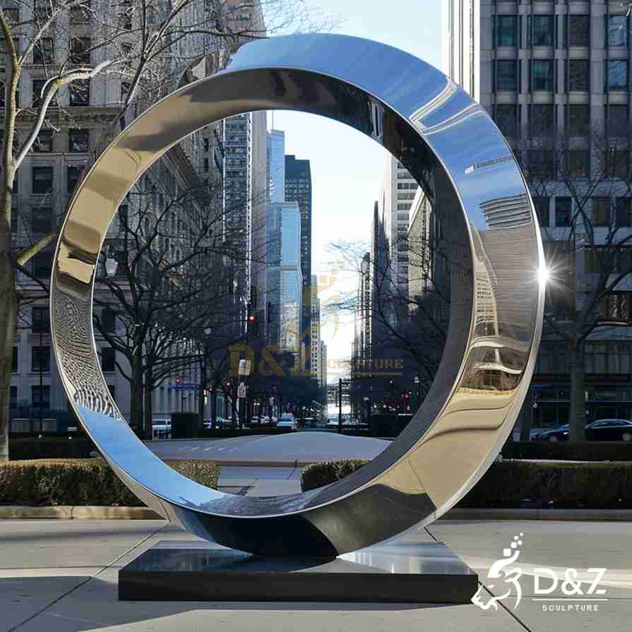 Large Metal Circle Sculpture on Stand 1