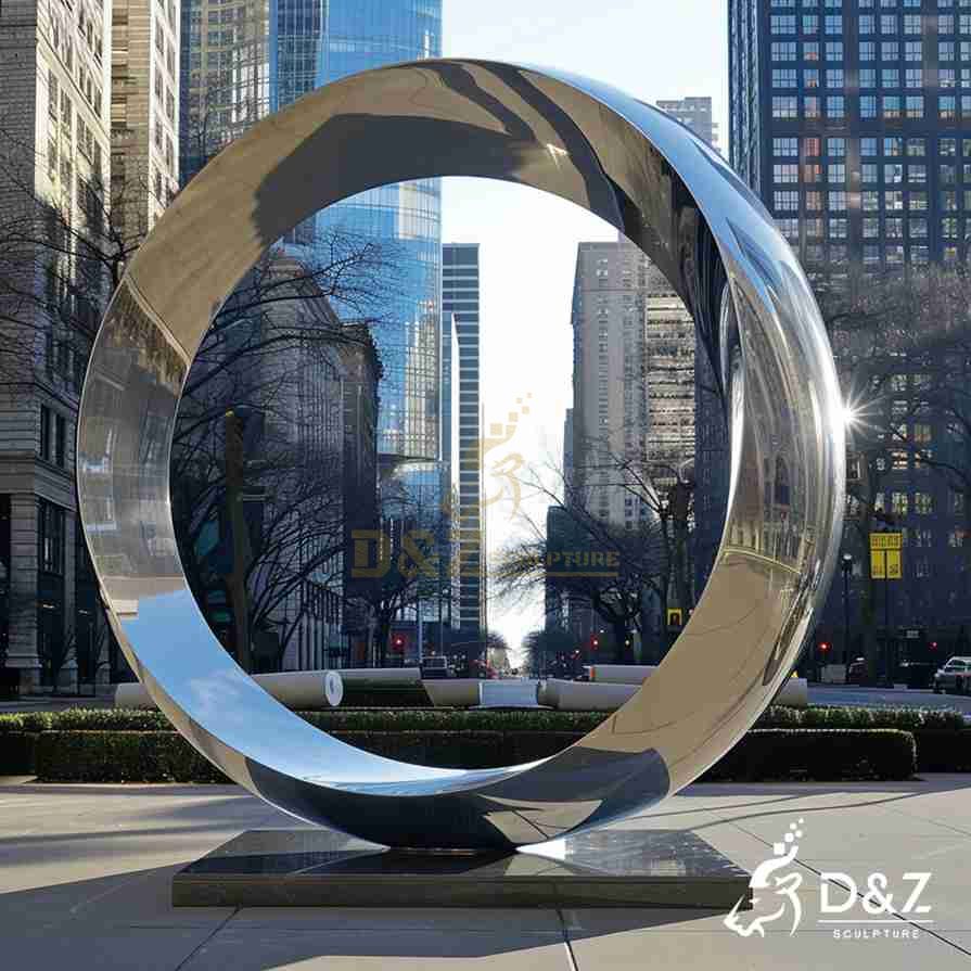 Large Metal Circle Sculpture on Stand 2