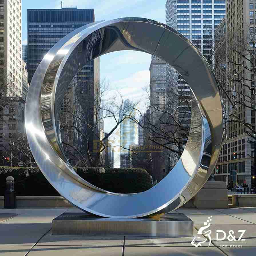 Large Metal Circle Sculpture on Stand 3