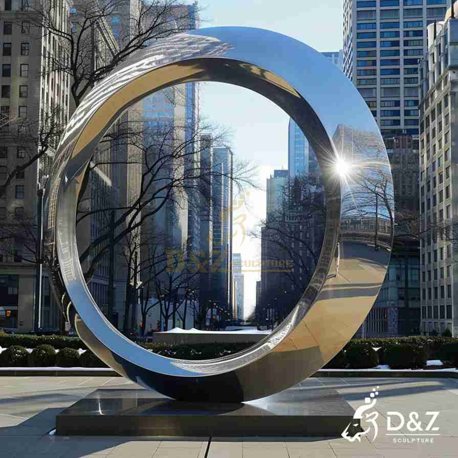 Large Metal Circle Sculpture on Stand 4