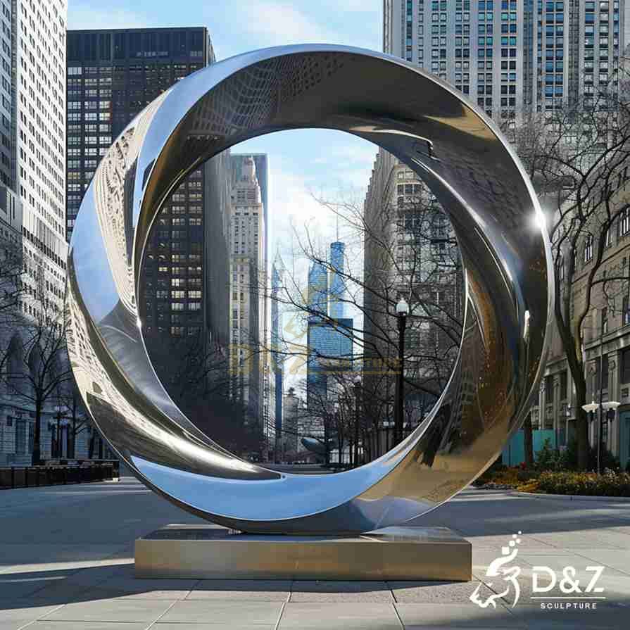 Large Metal Circle Sculpture on Stand 5