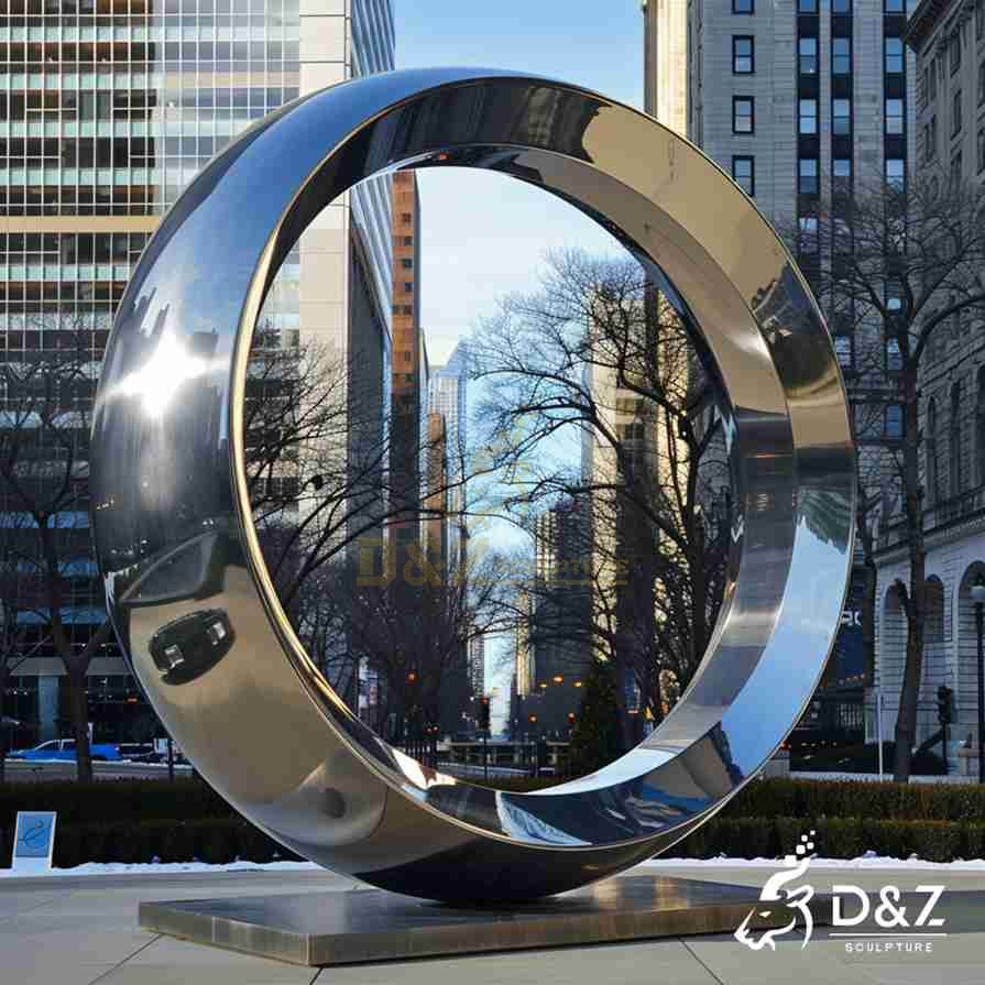 Large Metal Circle Sculpture on Stand 6
