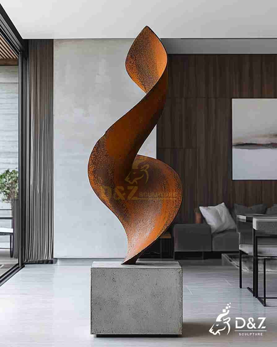 Large Abstract Corten Steel Modern Floor Sculpture 2