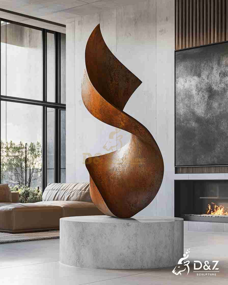 Large Abstract Corten Steel Modern Floor Sculpture 3