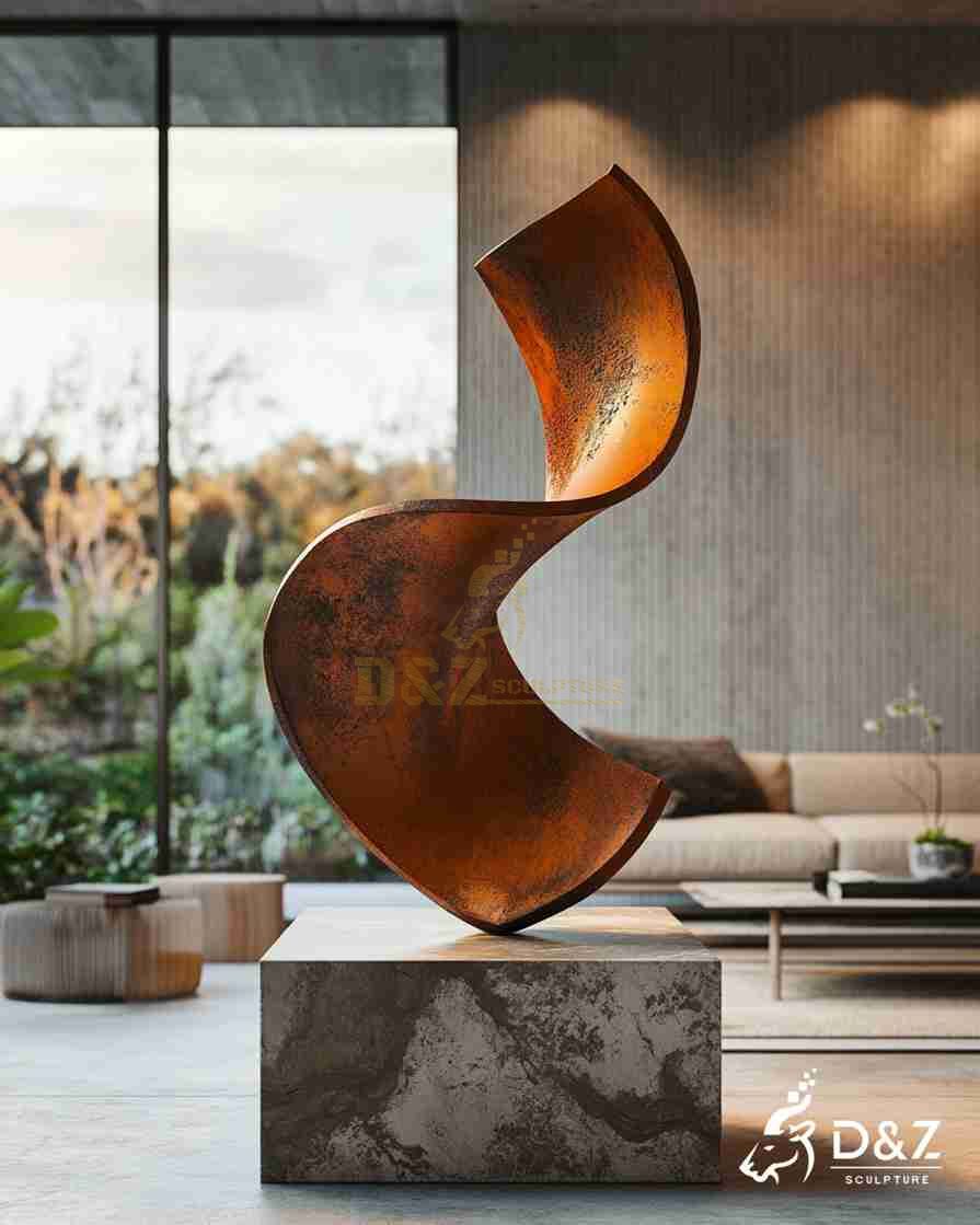 Large Abstract Corten Steel Modern Floor Sculpture 5