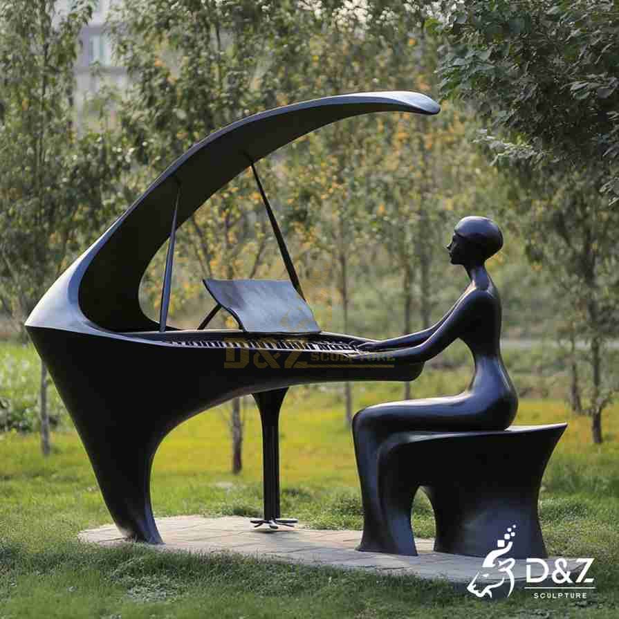 Bronze Abstract Musical Piano Sculpture 1