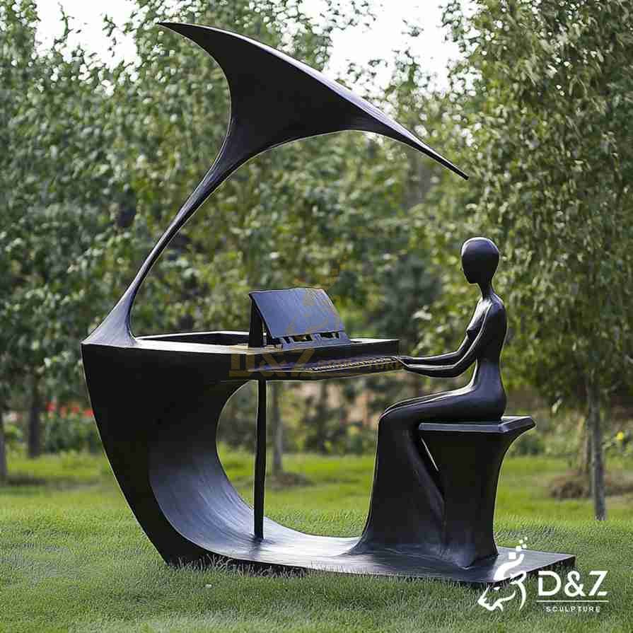 Bronze Abstract Musical Piano Sculpture 2