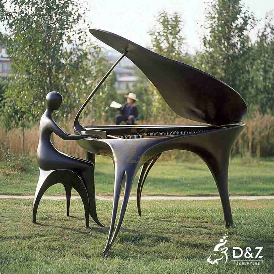 Bronze Abstract Musical Piano Sculpture 3