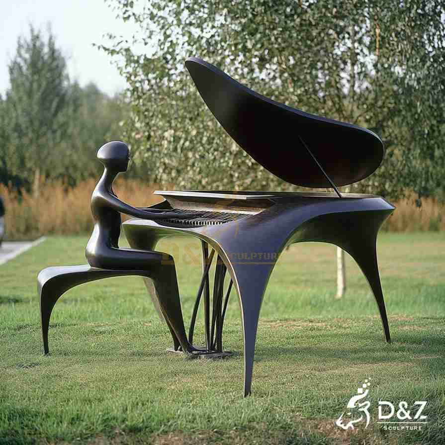 Bronze Abstract Musical Piano Sculpture 5