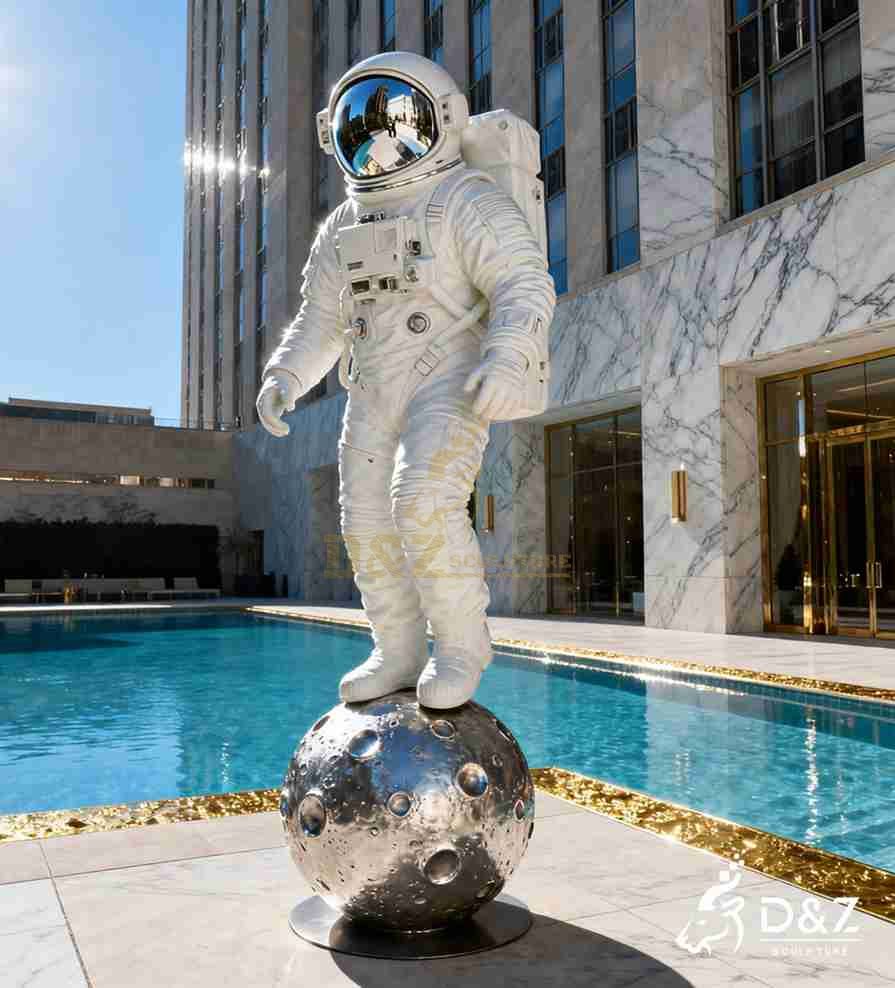 Outdoor White Metal Astronaut Sculpture 2