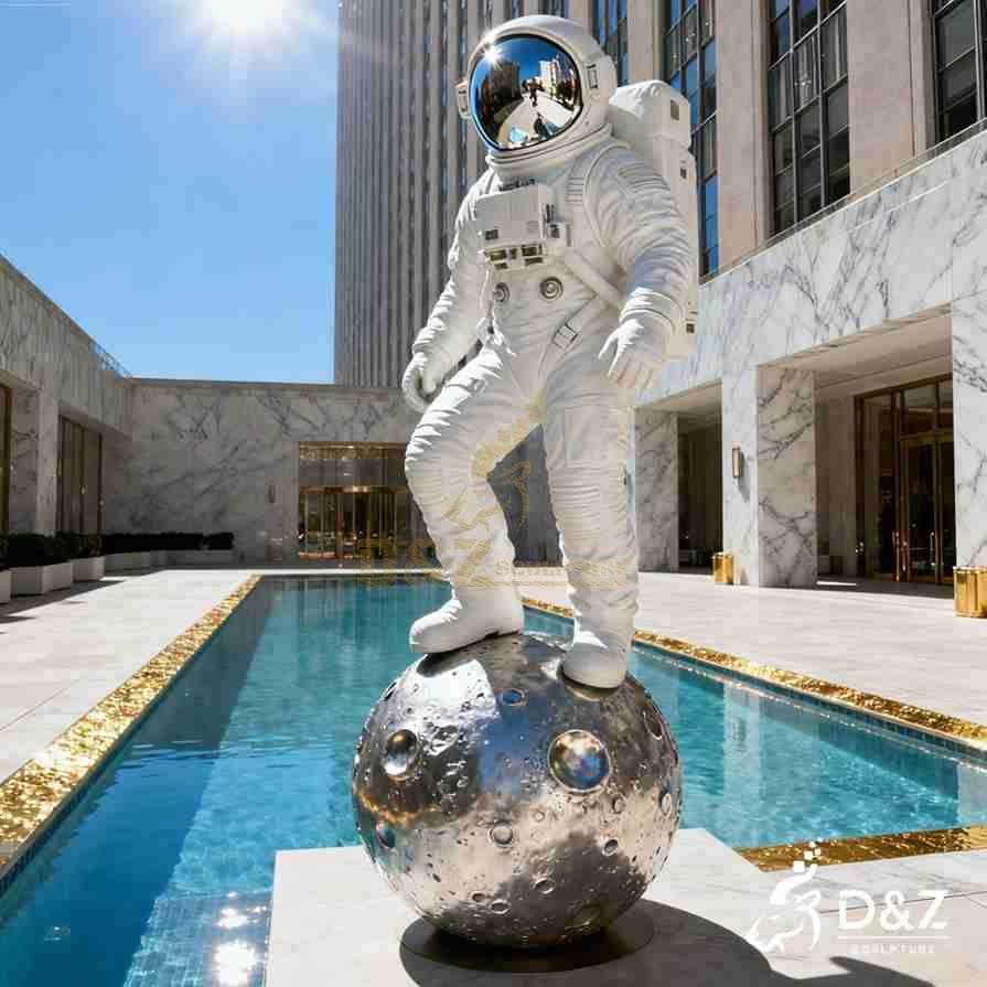 Outdoor White Metal Astronaut Sculpture 3