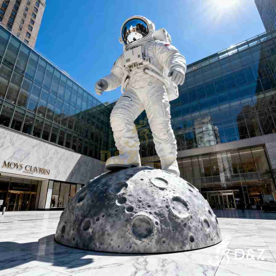 Outdoor White Metal Astronaut Sculpture 4