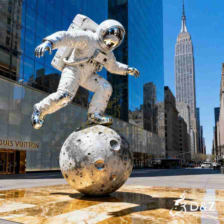 Outdoor White Metal Astronaut Sculpture 6