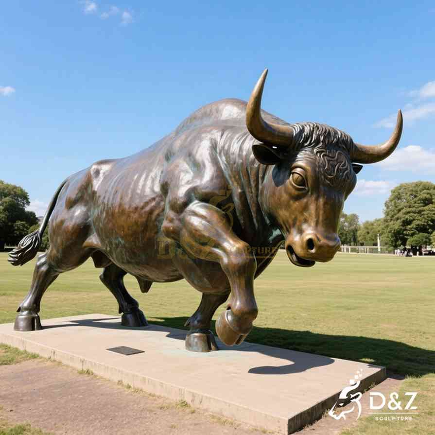 Large Outdoor Bronze Fighting Bull Statue 3