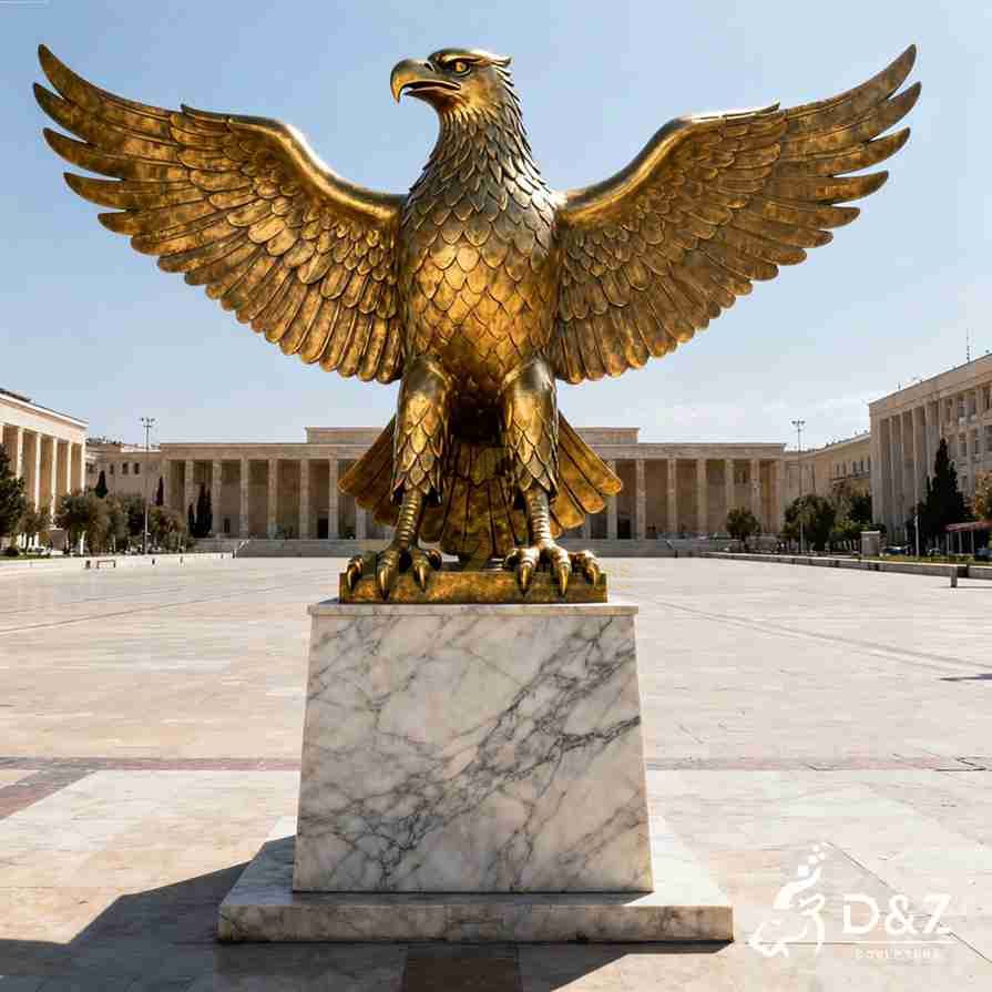 Large Outdoor Brass Albanian Eagle Statue 1