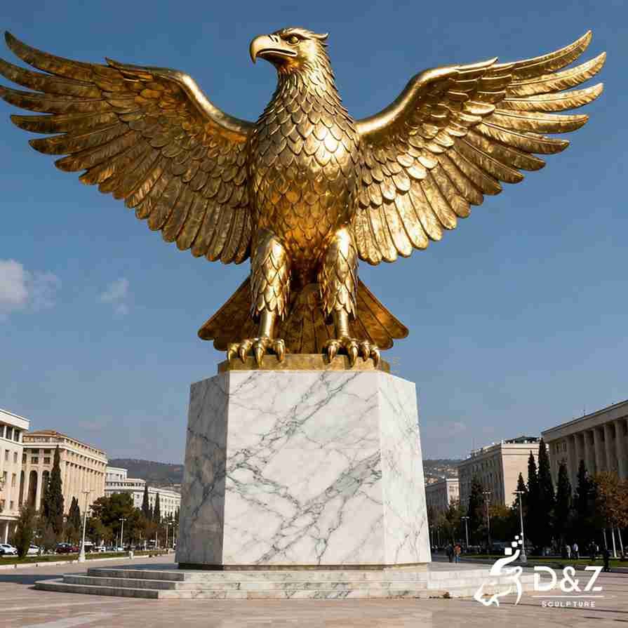 Large Outdoor Brass Albanian Eagle Statue 2