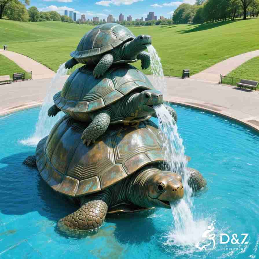 Large Outdoor Bronze Turtle Fountain 4