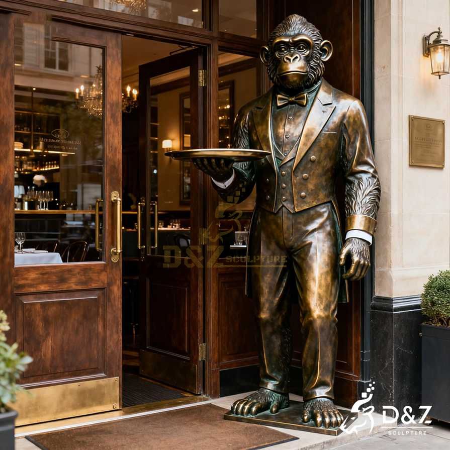 10-7 Timeless Bronze Animal Butler Statues for Classic Decor