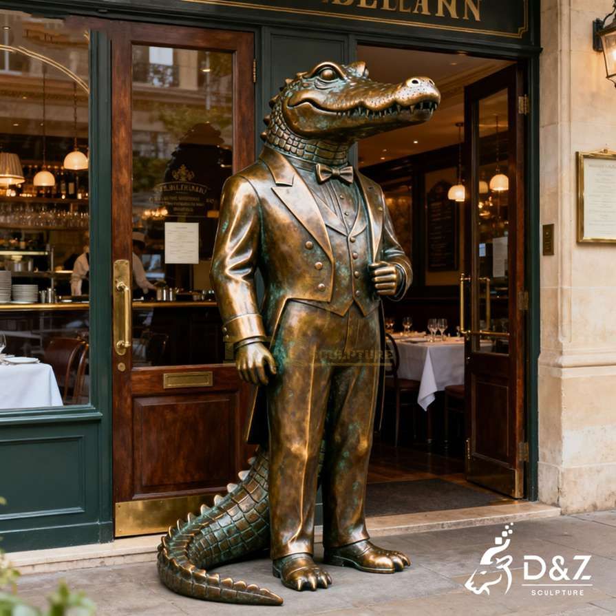 10-8 Timeless Bronze Animal Butler Statues for Classic Decor