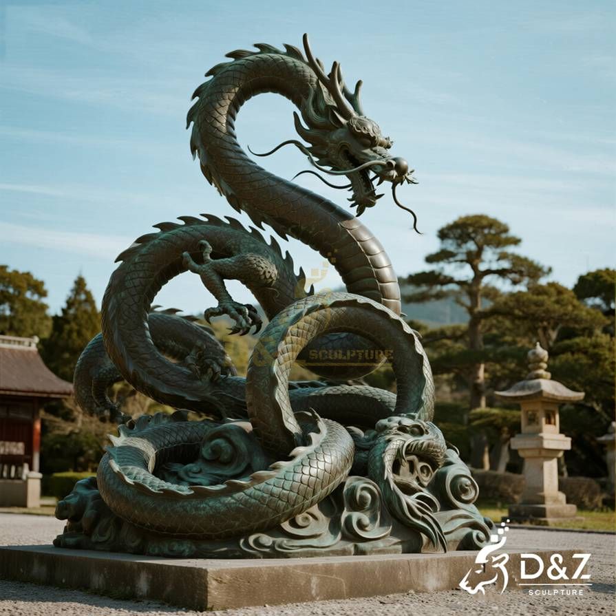 Bronze Japanese Dragon Statue 3