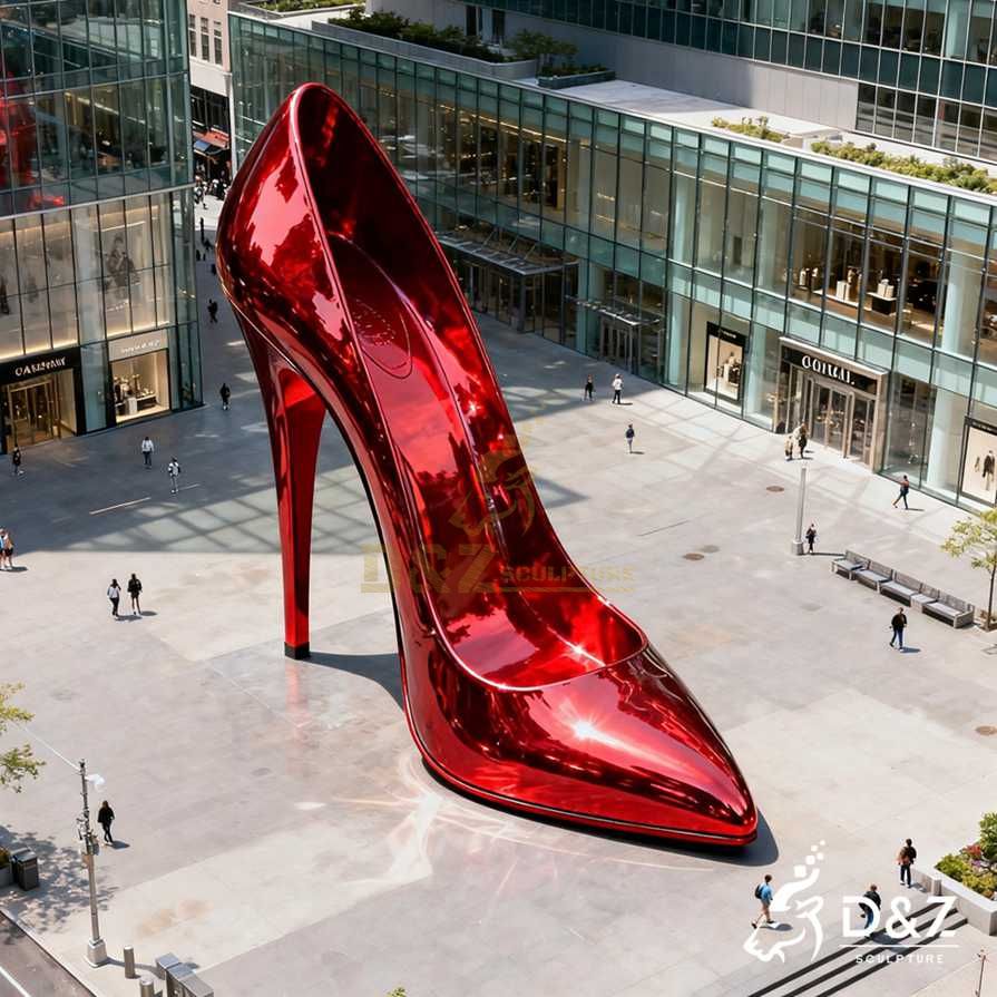 Metal Red High Heel Sculpture 4