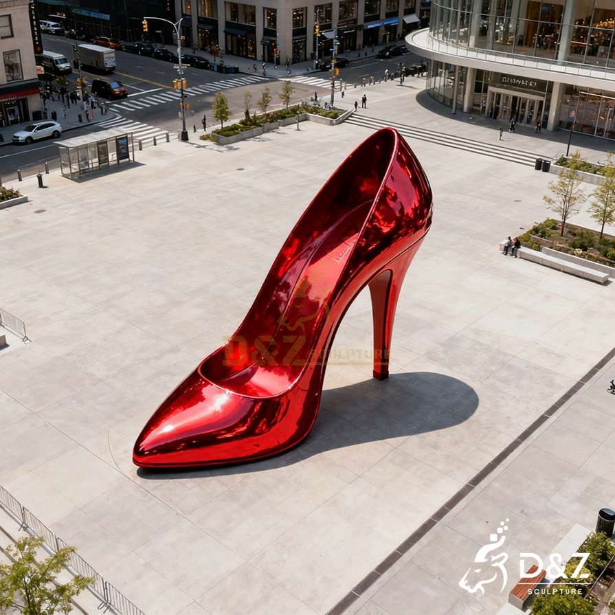 Metal Red High Heel Sculpture 6