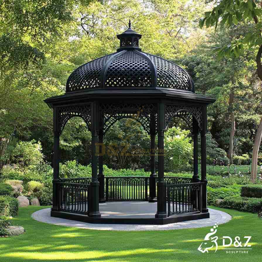 Large Black Metal Garden Gazebo 1