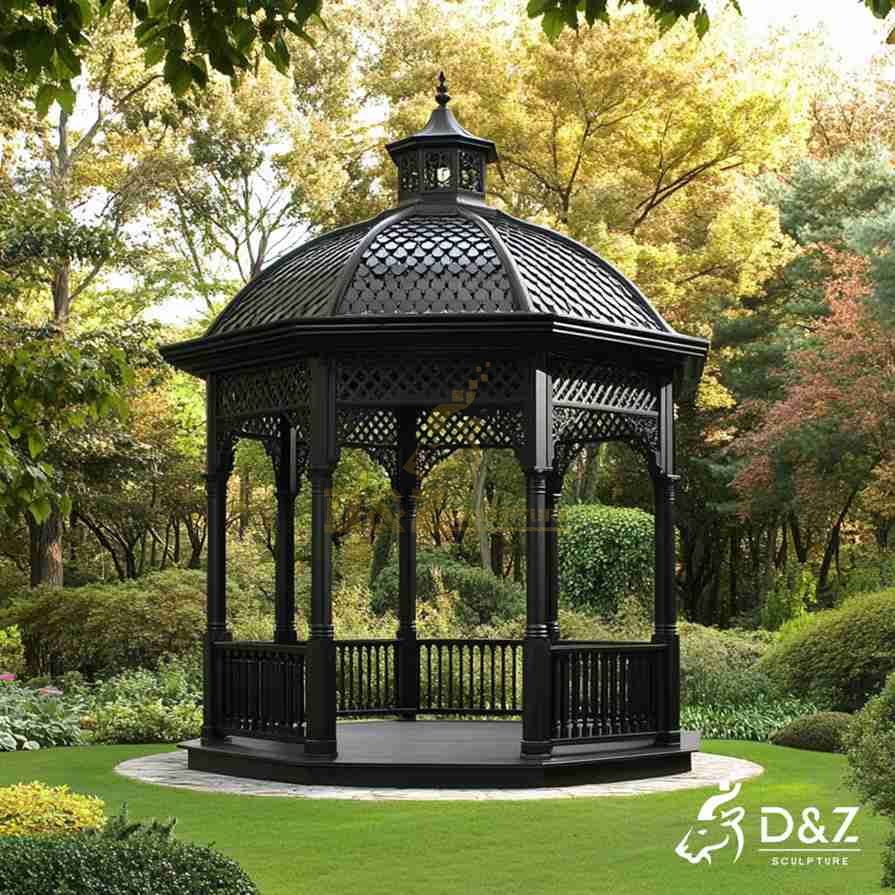 Large Black Metal Garden Gazebo 6