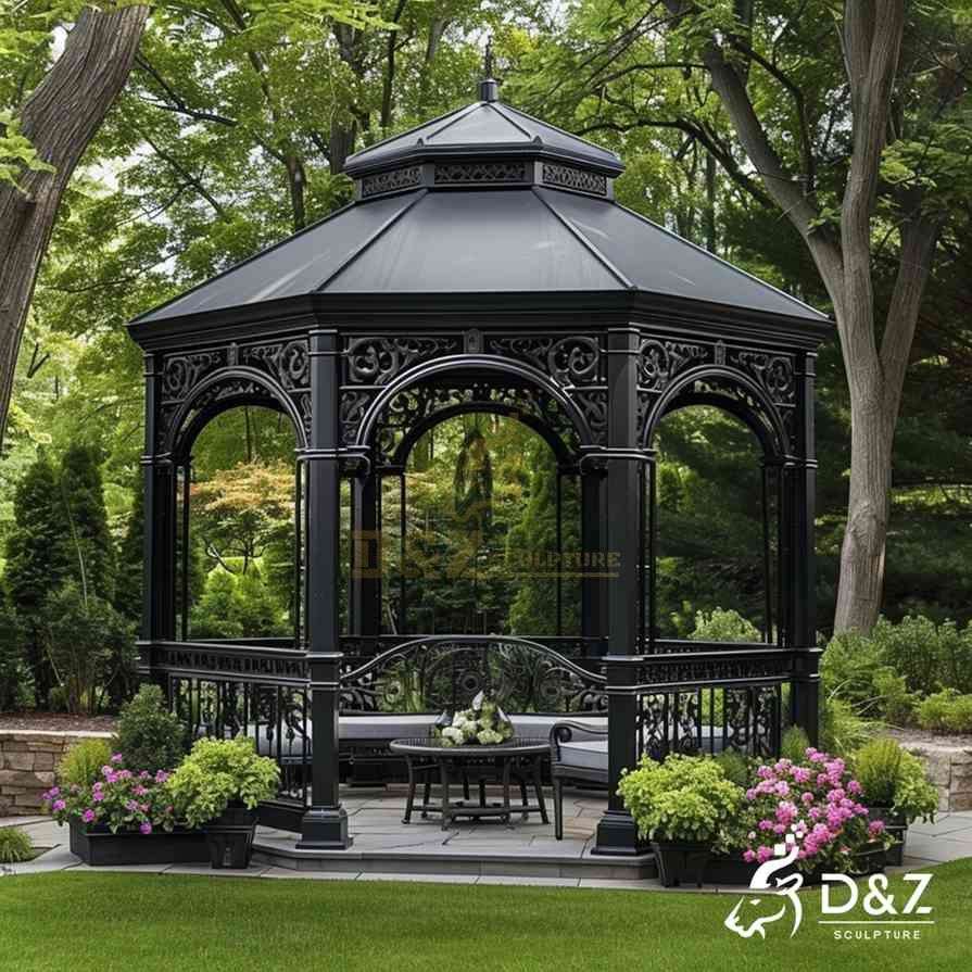 Large Outdoor Black Metal Octagon Pavilion 1