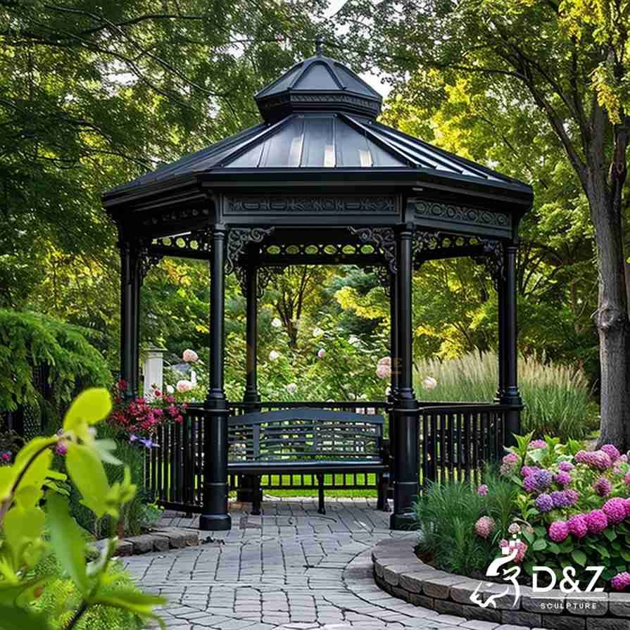 Large Outdoor Black Metal Octagon Pavilion 2